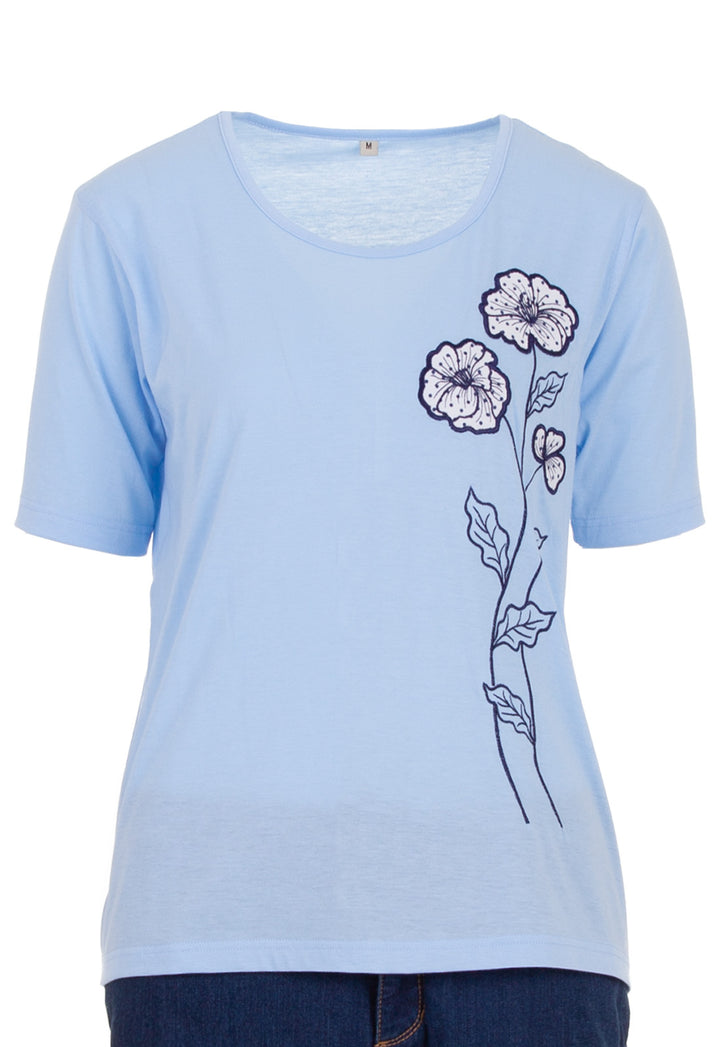 T-Shirt - Blumenstickerei