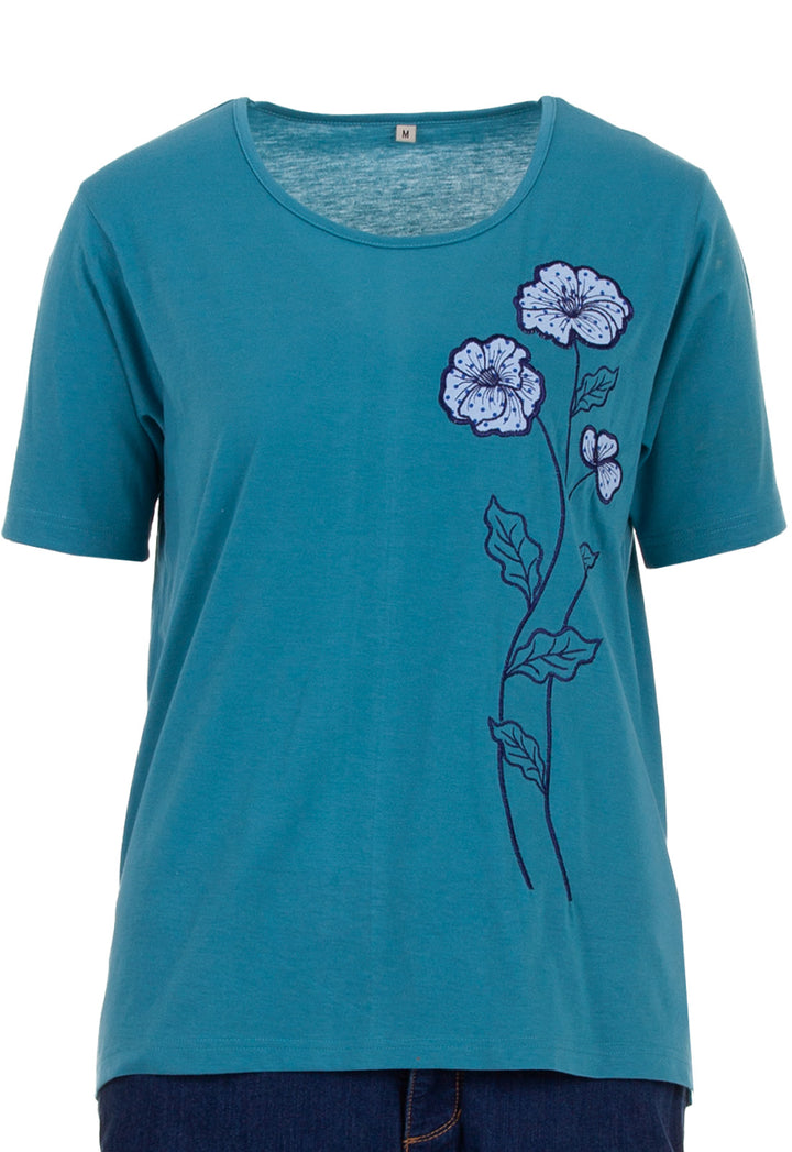 T-Shirt - Blumenstickerei