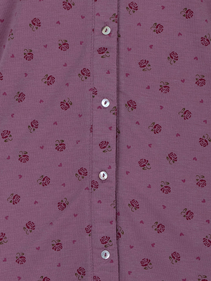 Nachthemd Kurzarm - Blüten Knopfleiste