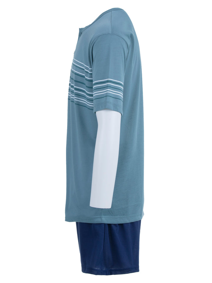 Pyjama Set Shorty - Streifen Knöpfe