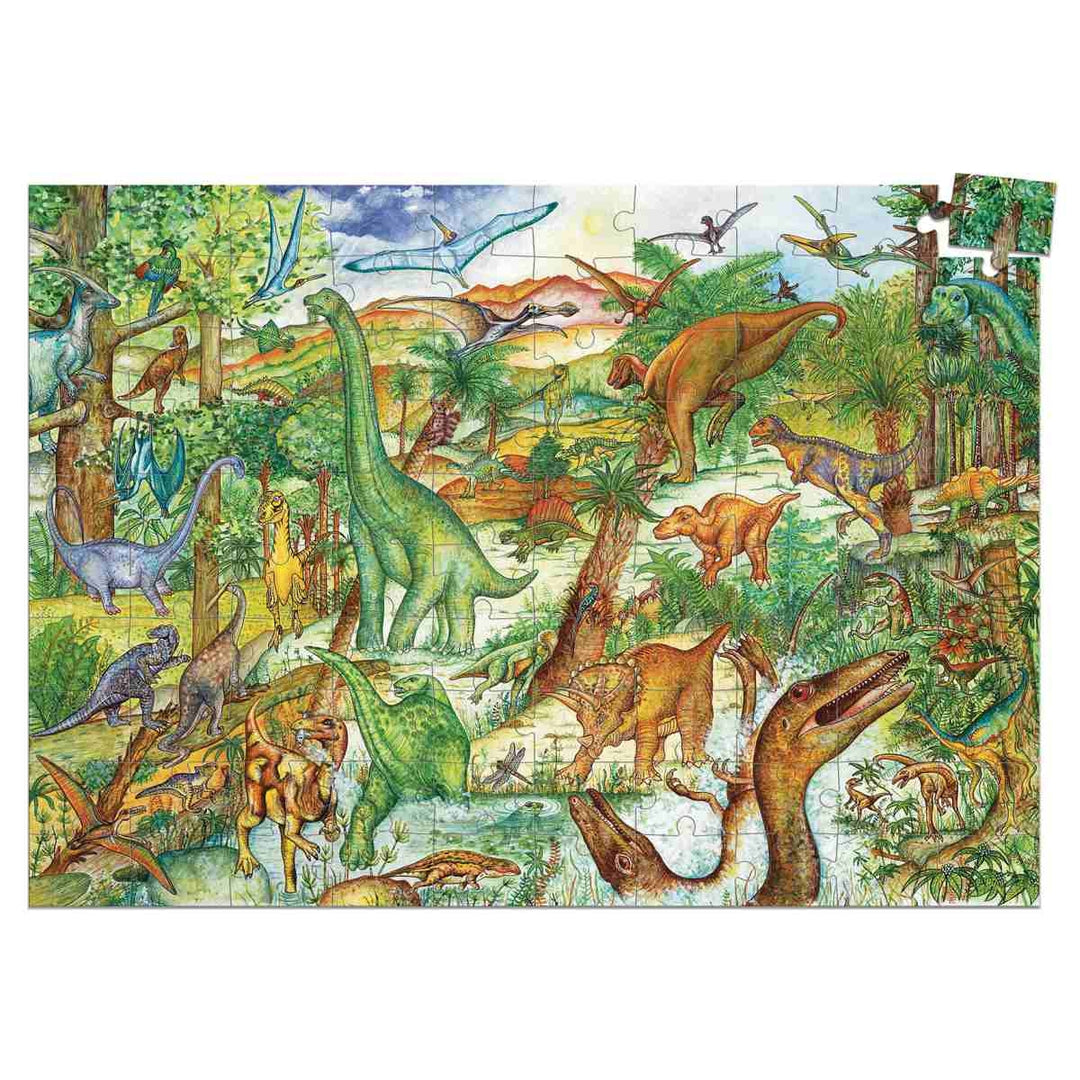 Wimmelpuzzle Dinosaurier mit Booklet + Poster