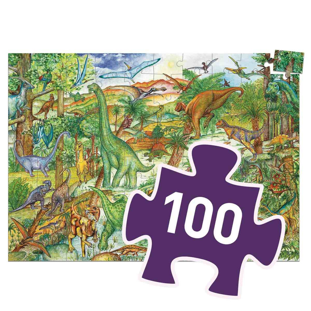 Wimmelpuzzle Dinosaurier mit Booklet + Poster