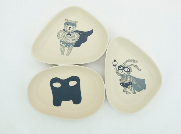 Bamboo Melamine Plates Superhero Set of 3