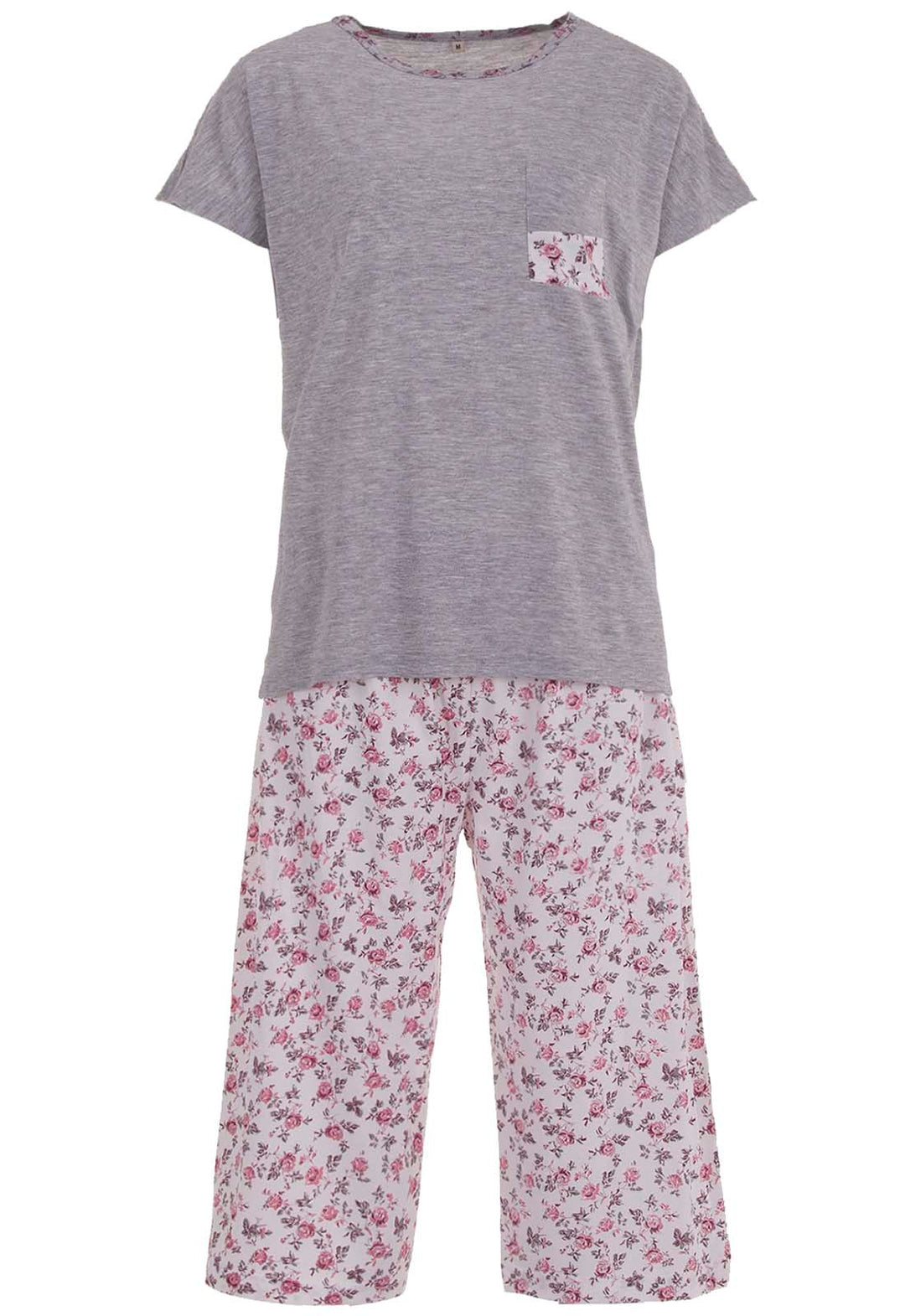 Pyjama Set Capri - Rose Herz Brusttasche