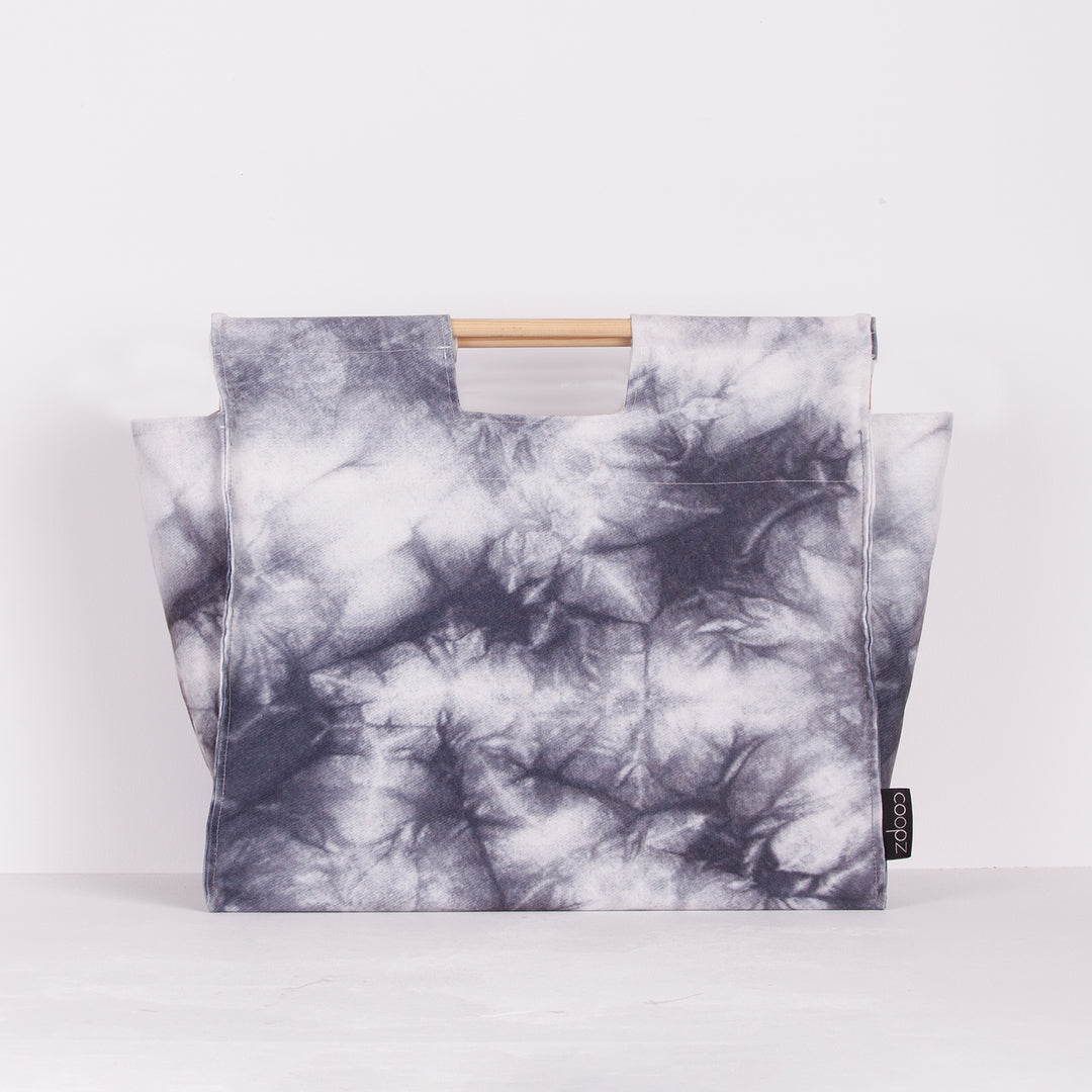 coopz Canvas Shopper Batik grey mit Holzgriffe