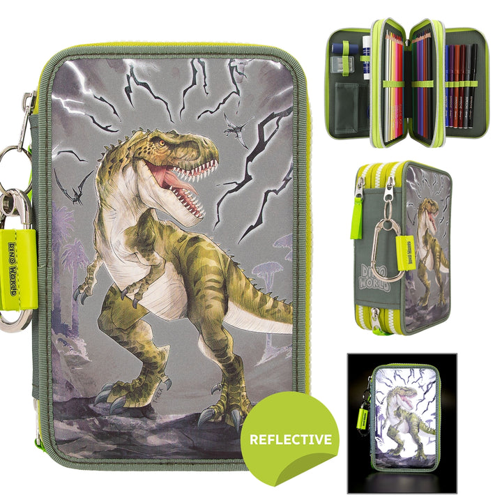 Dino World 3 Fach Federtasche REFLECTOR