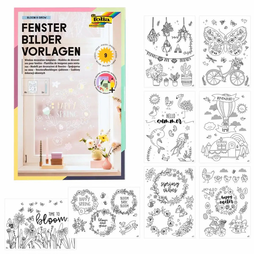 Fensterbilder Vorlagen Bloom &amp; Grow 9 Teile