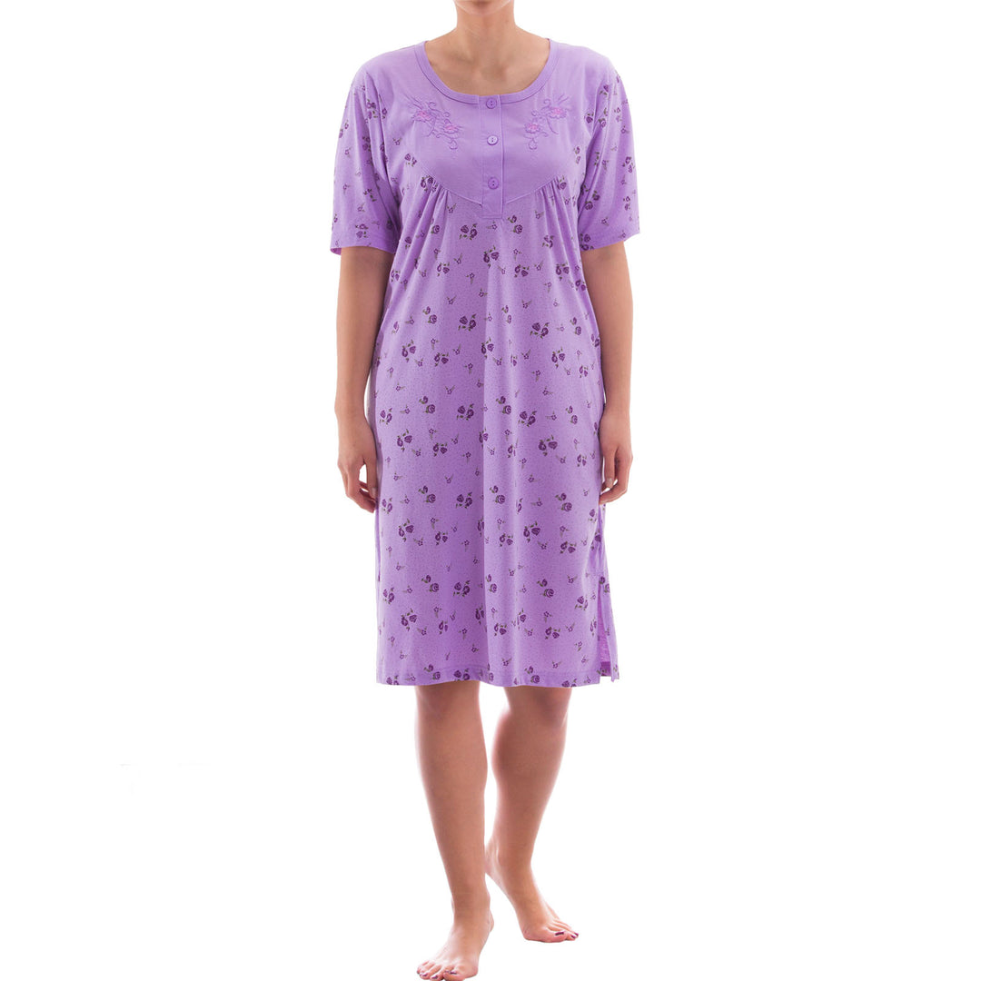 Nightgown short sleeves - Rose buttons