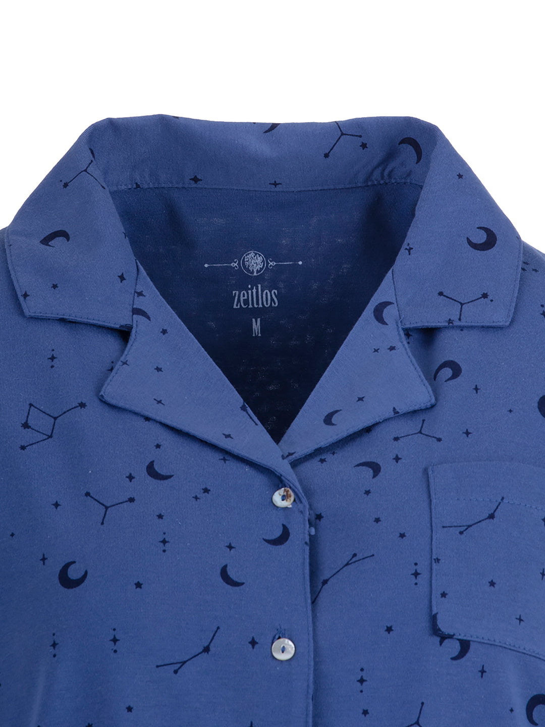 Nightgown short-sleeved moon button placket throughout