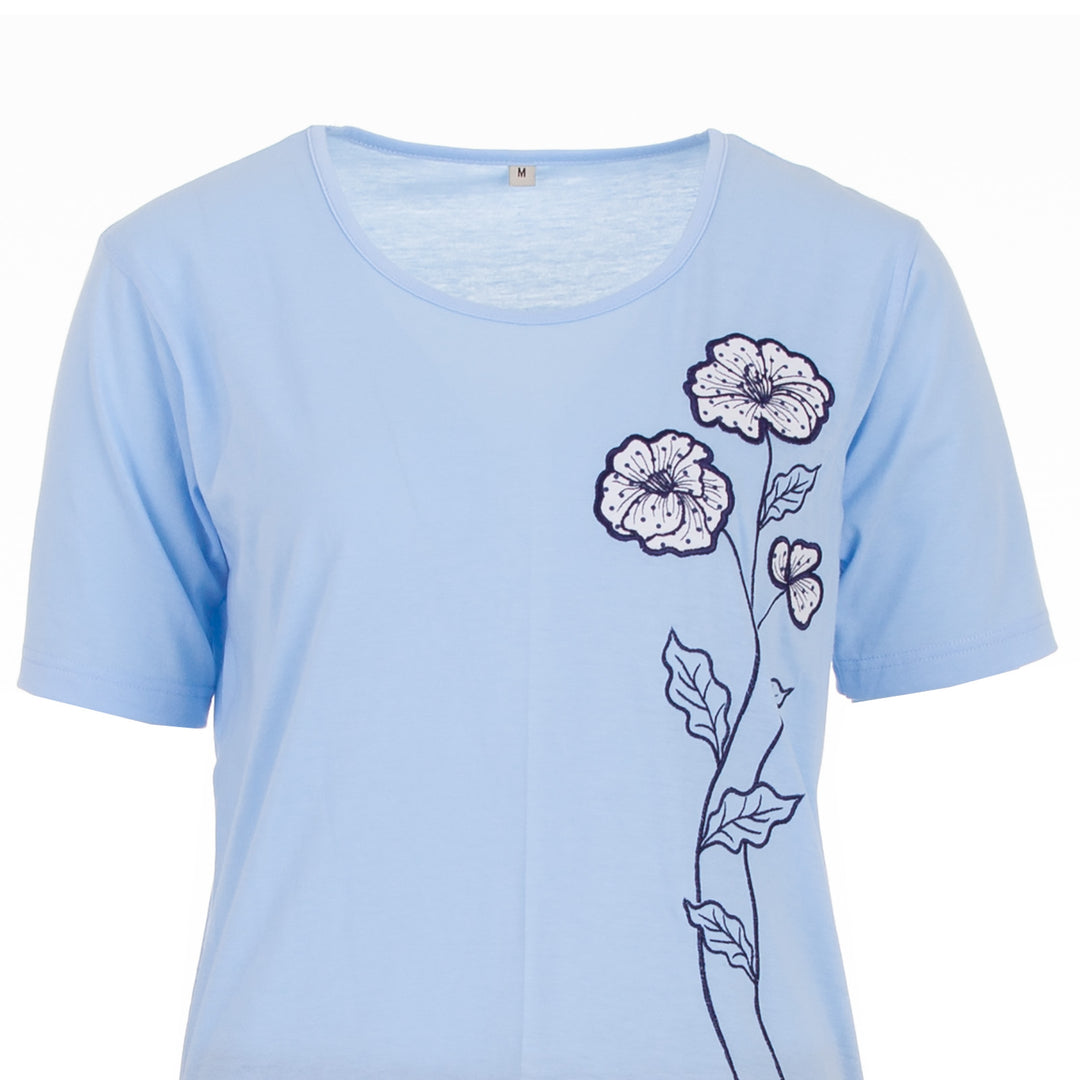 T-Shirt - Blumenstickerei