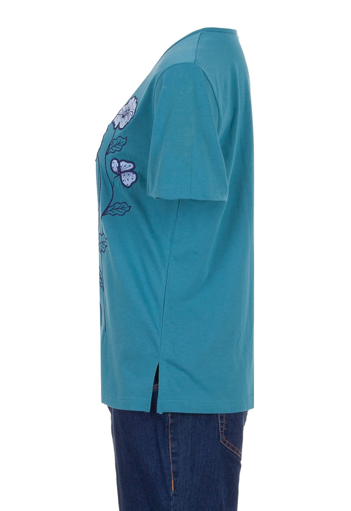 T-Shirt - Blumenstickerei
