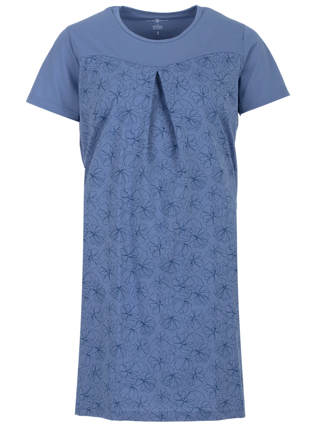 Nightgown short-sleeved - Blossoms Floral box pleat