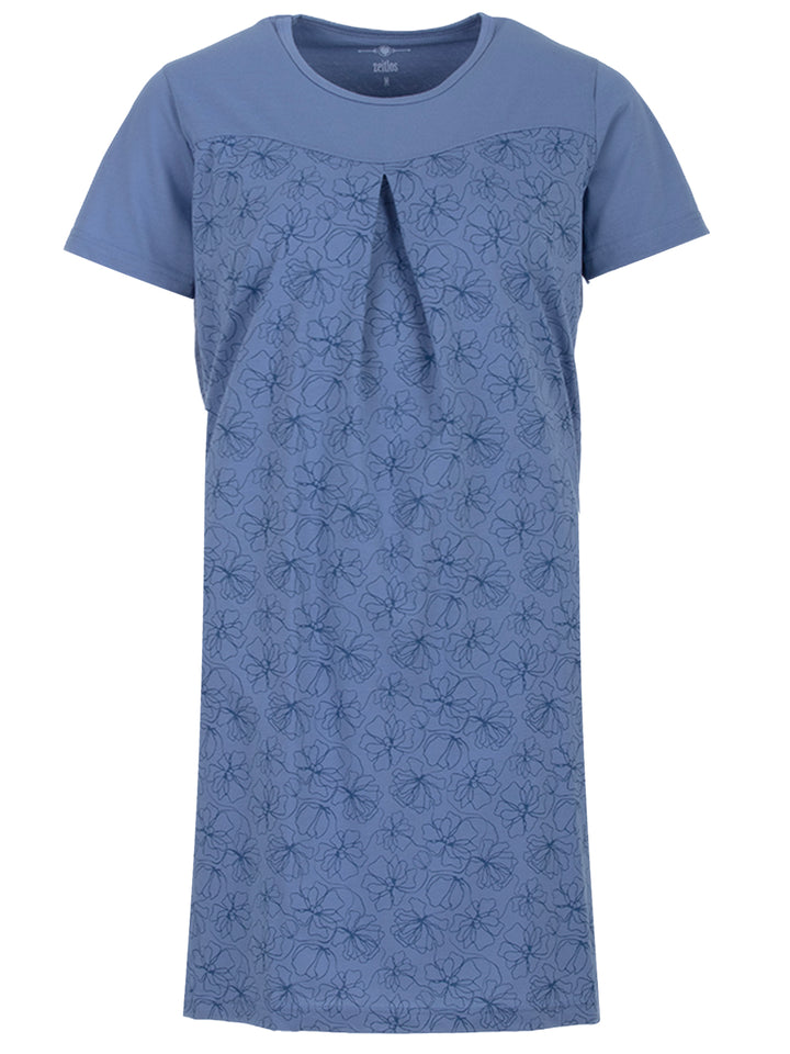 Nightgown short-sleeved - Blossoms Floral box pleat
