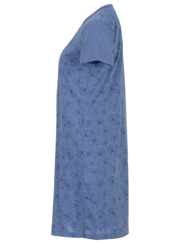 Nightgown short-sleeved - Blossoms Floral box pleat