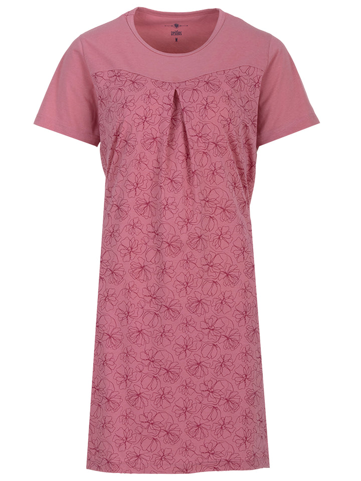 Nightgown short-sleeved - Blossoms Floral box pleat