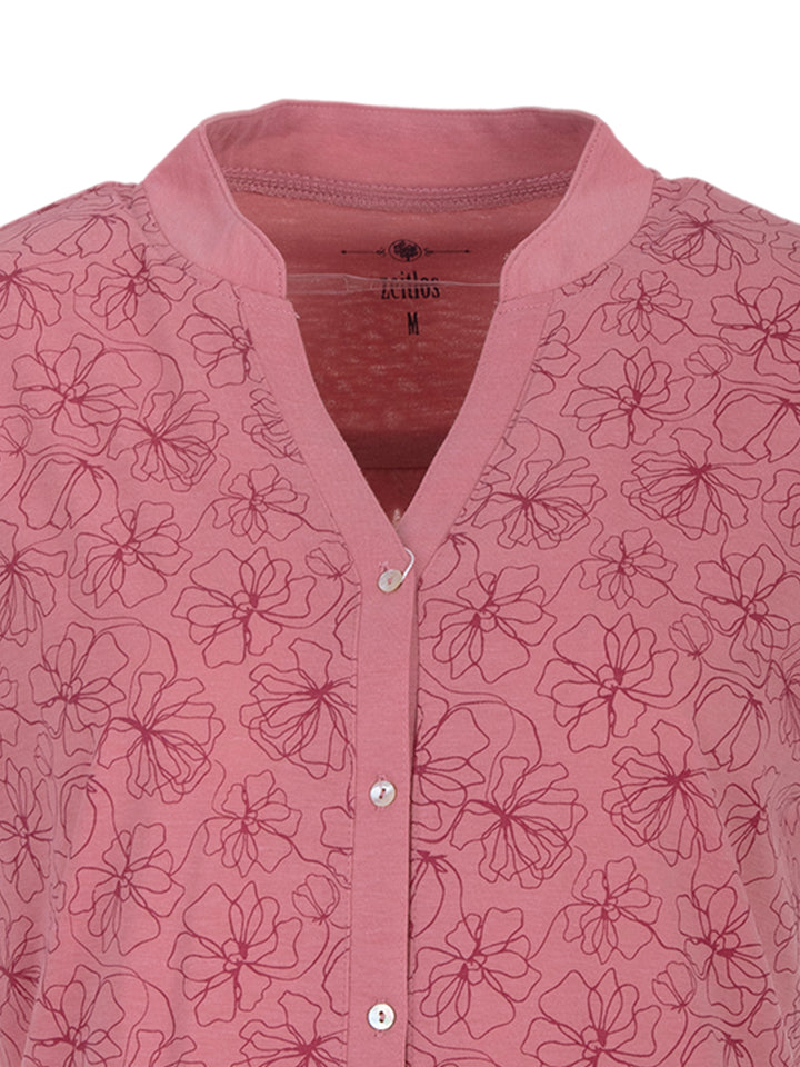 Nightgown Short Sleeve - Blossoms Collar Floral