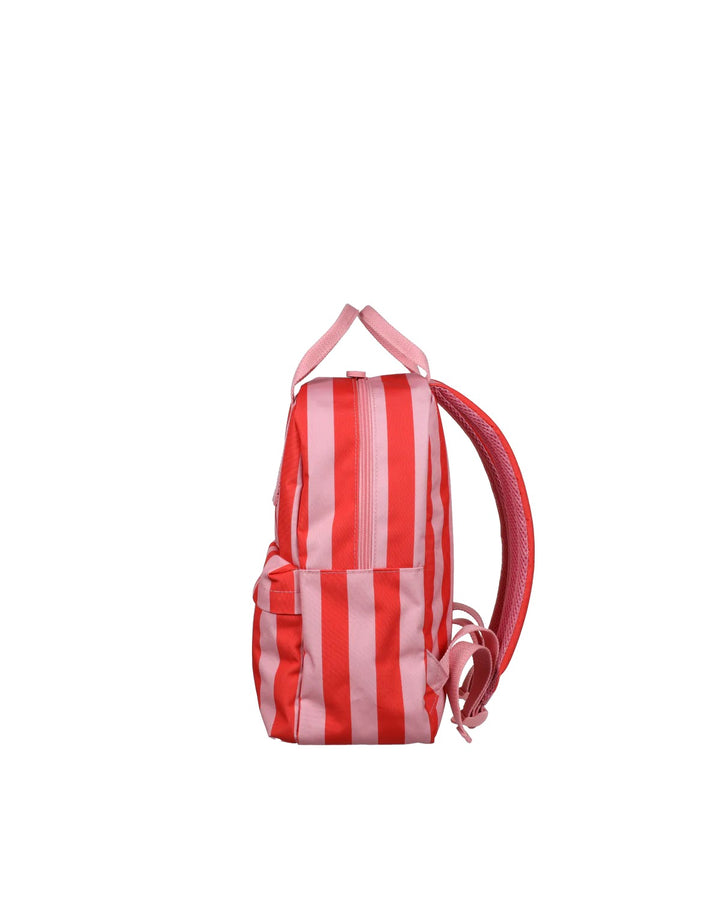 Rucksack Mittel- Streifen Mohnrot Litschi