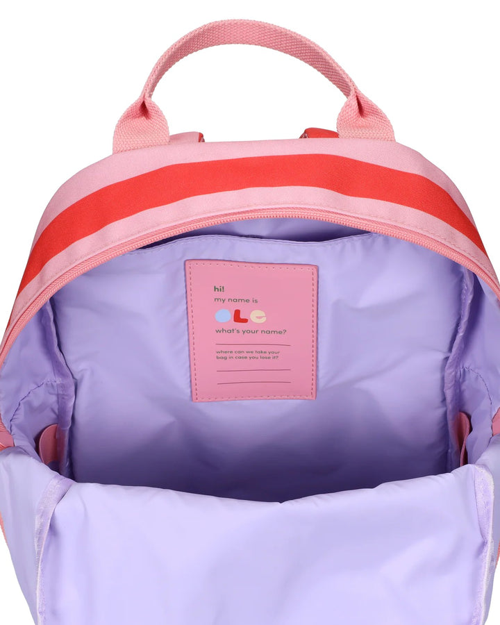 Rucksack Mittel- Streifen Mohnrot Litschi