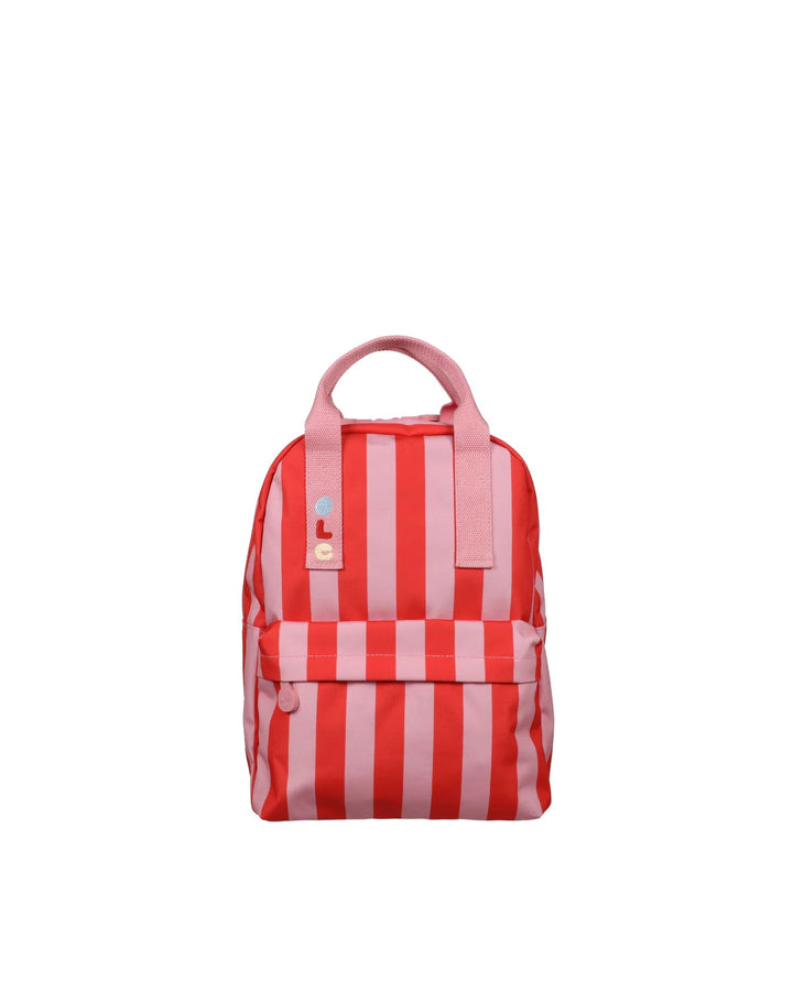 Rucksack Mittel- Streifen Mohnrot Litschi