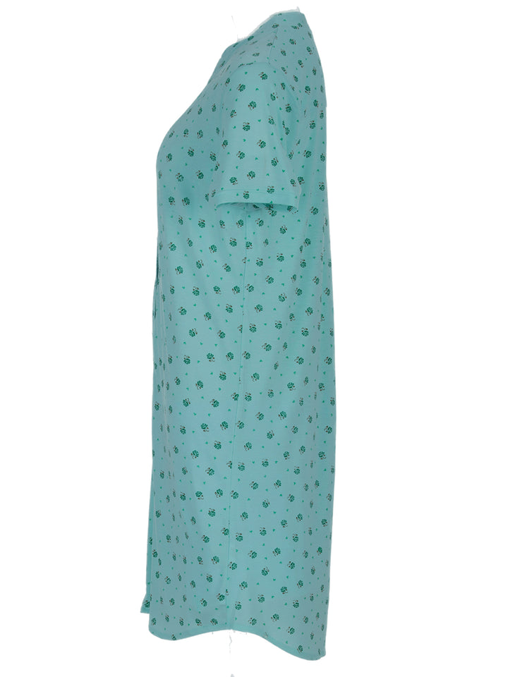Nightgown short-sleeved - flowers button placket
