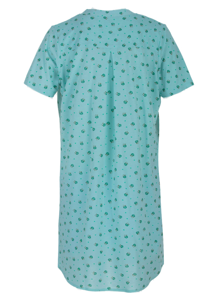 Nightgown short-sleeved - flowers button placket