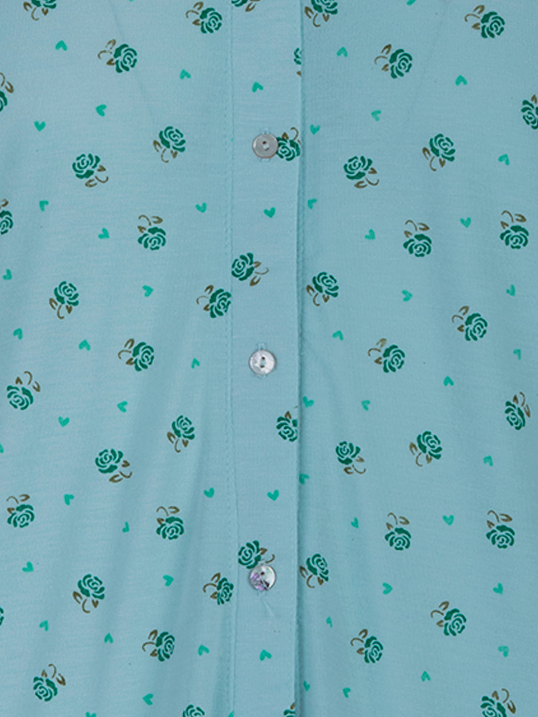 Nightgown short-sleeved - flowers button placket