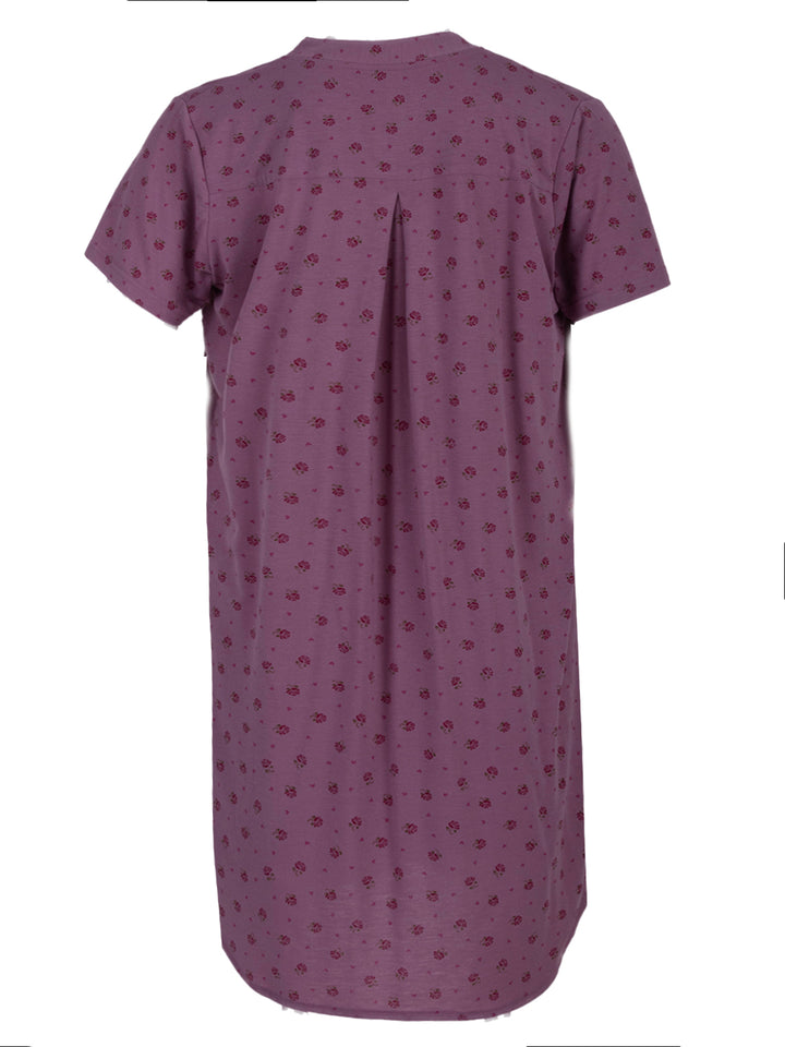 Nightgown short-sleeved - flowers button placket