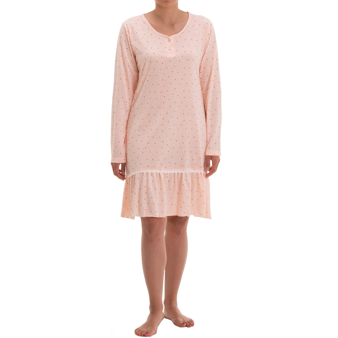 Long sleeve nightgown - lace ruffle skirt