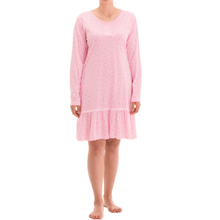 Long sleeve nightgown - lace ruffle skirt