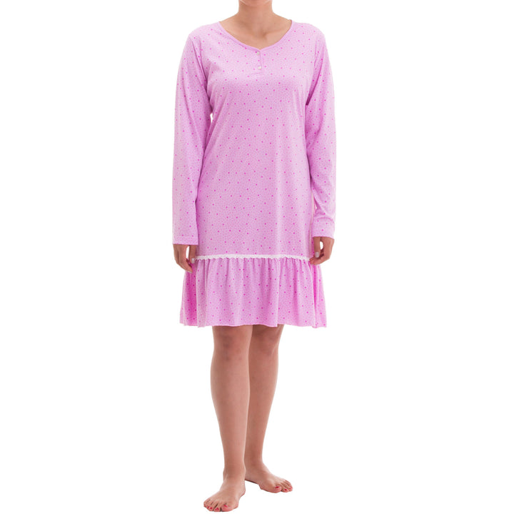 Long sleeve nightgown - lace ruffle skirt