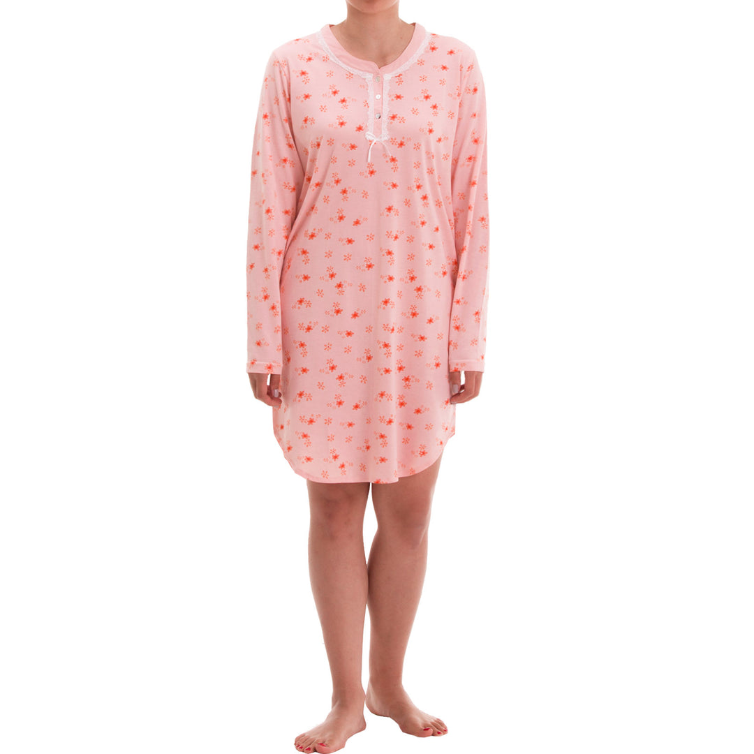 Long-sleeved nightgown - lace flowers