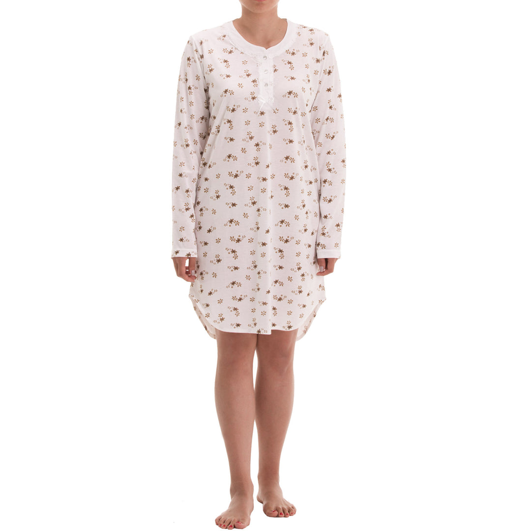 Long-sleeved nightgown - lace flowers