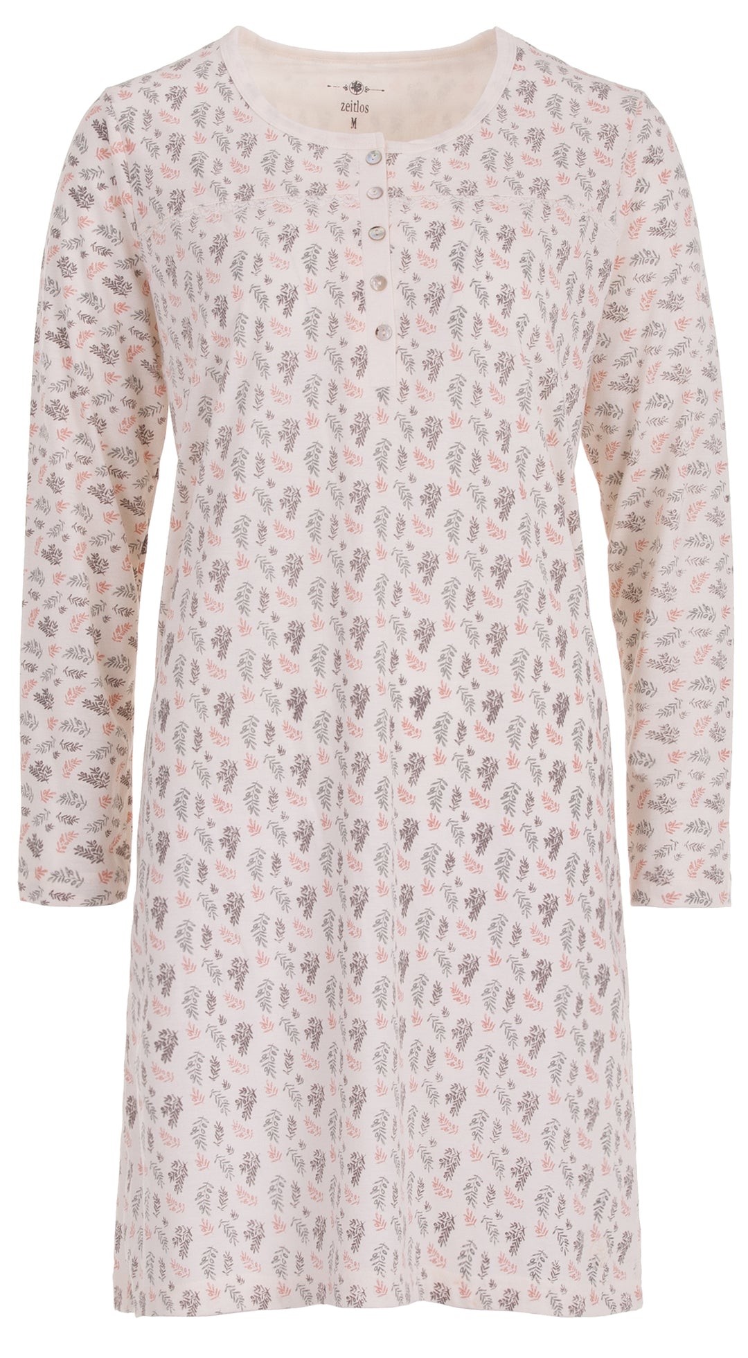 Long-sleeved nightgown - large floral print