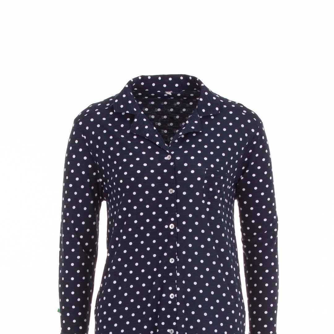Long-sleeved nightgown - lapel collar