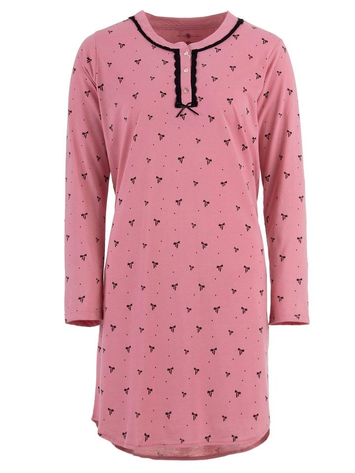 Long-sleeved nightgown - bow