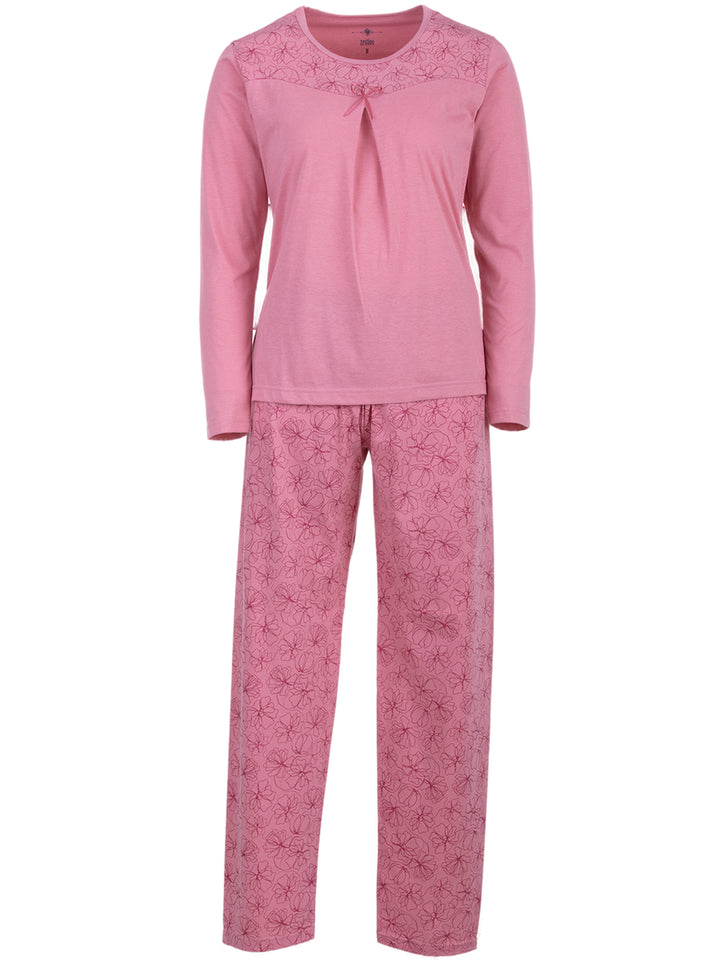 Pyjama Set Langarm - Blüten Floral Kellerfalte