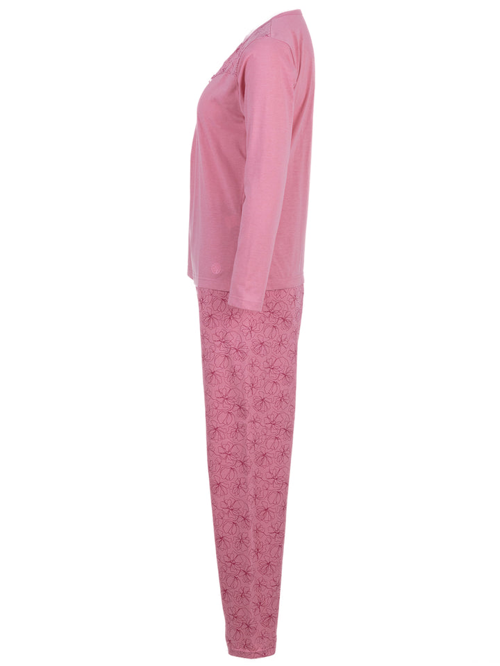 Pyjama Set Langarm - Blüten Floral Kellerfalte
