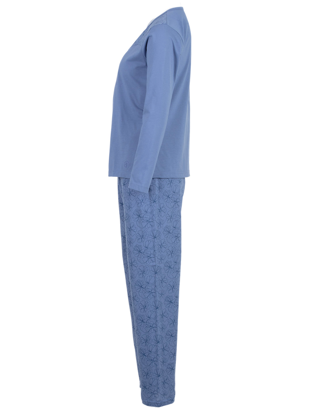 Pyjama Set Langarm - Blüten Floral Kellerfalte