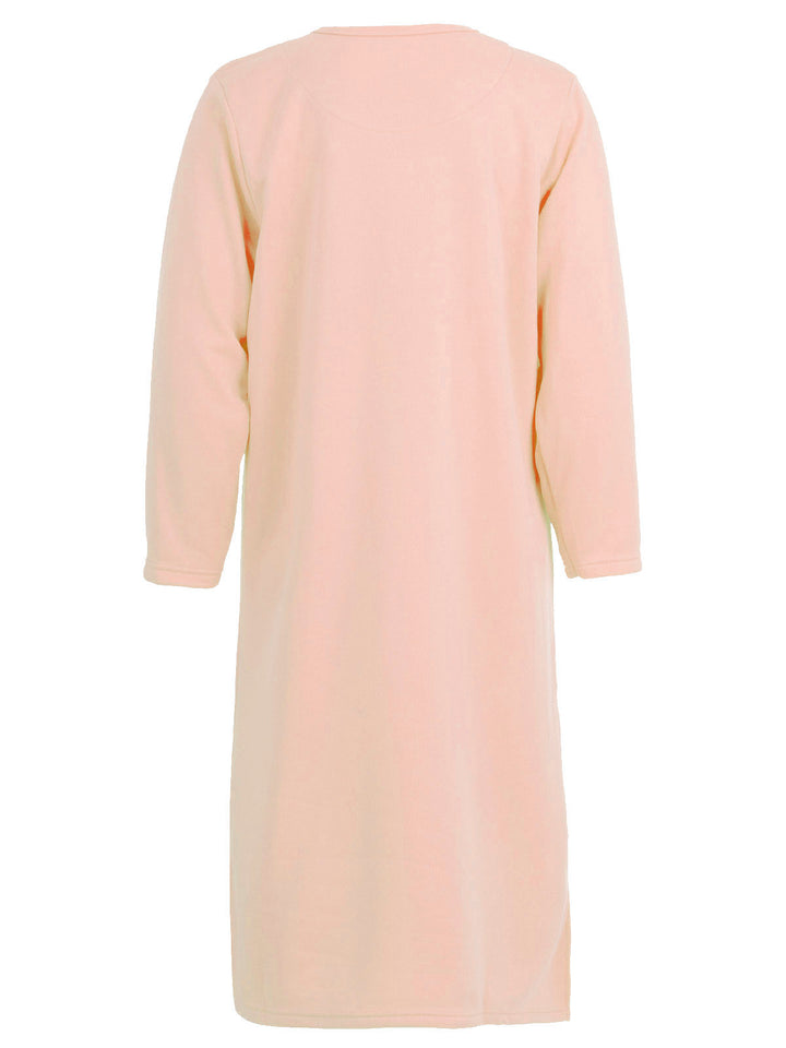 Thermo Nachthemd - uni mit Stickerei