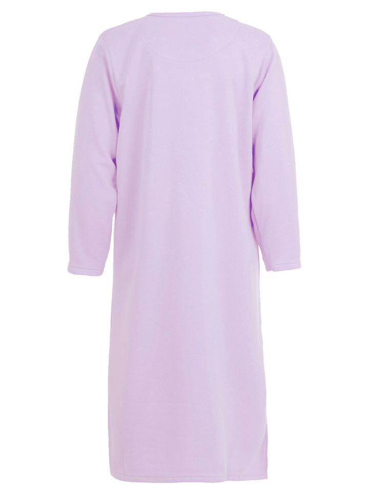 Thermo Nachthemd - uni mit Stickerei