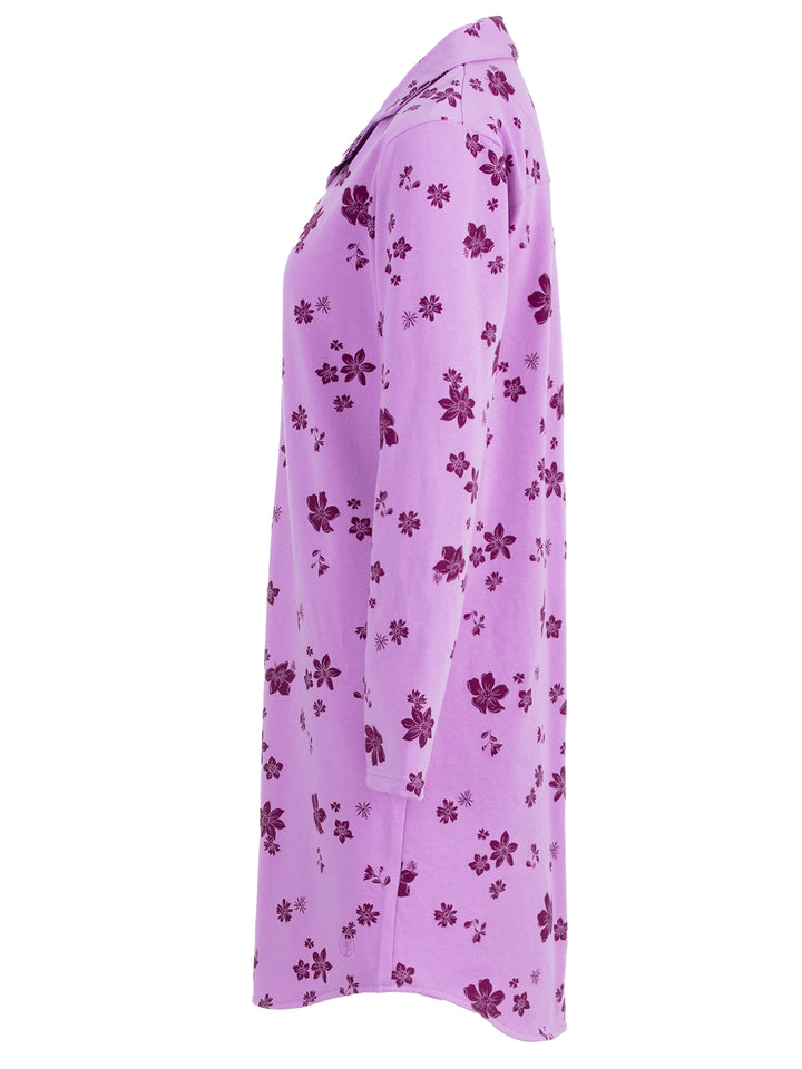 Thermo Nachthemd - Blüten Kragen