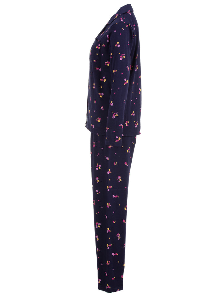 Pyjama Set Thermo - Blümchen Knopfleiste