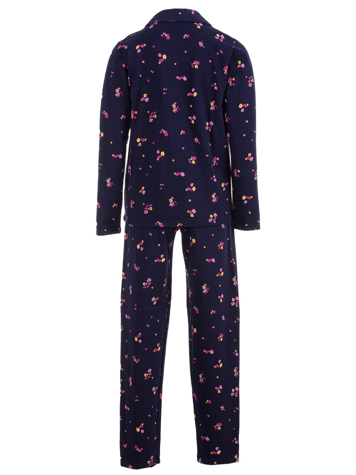 Pyjama Set Thermo - Blümchen Knopfleiste