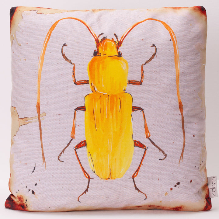 Yellow longhorn beetle pillow