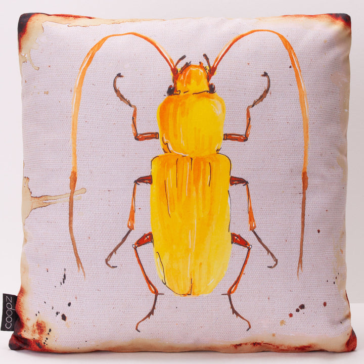Yellow longhorn beetle pillow