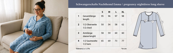 Schwangerschaftsnachthemd Langarm - Emma Punkte