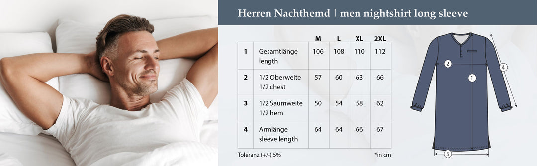Nachthemd Langarm - Uni mit 3er Knopfleiste (HT)
