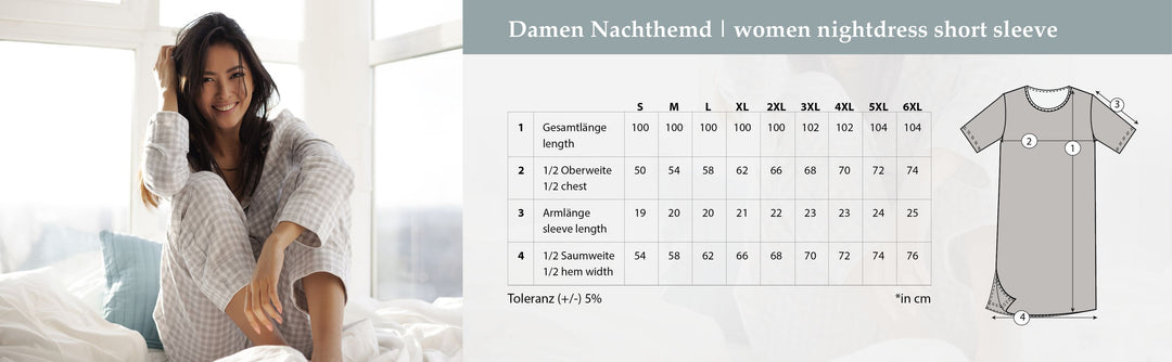 Nachthemd Kurzarm - Knopfleiste durchgehend