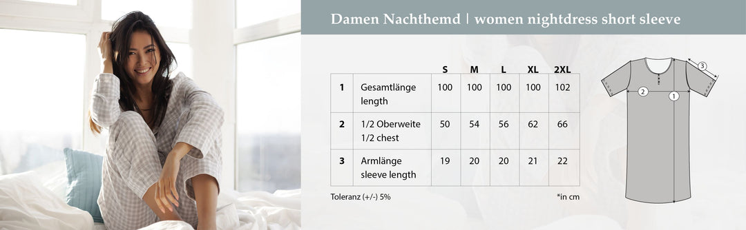 Nachthemd Kurzarm Herz Knopfleiste durchgehend