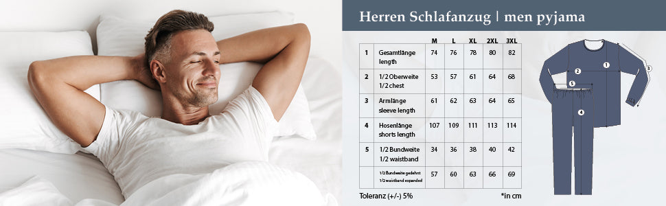 Pyjama Set Langarm - Kent Oberteil uni Hose gemustert